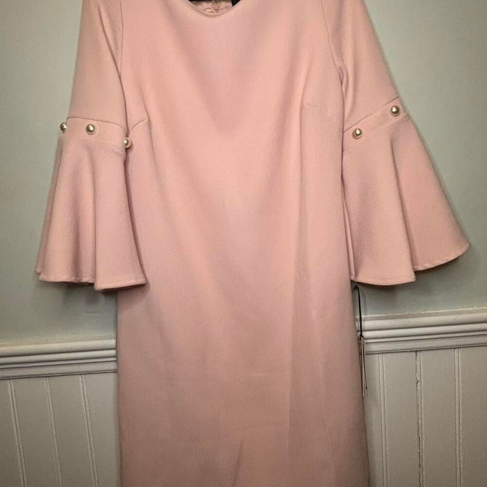 Ivanka Trump Blush Pink Pearl Bell Sleeve Shift Dress Size 6 NWT